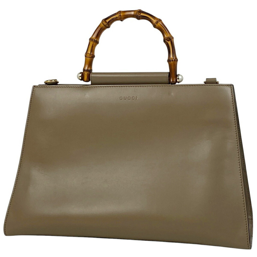 Gucci Leather Shoulder Sherry Web Bag Bamboo Brown Nim View 2